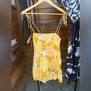 Faithfull the Brand Yellow Floral Mini Dress